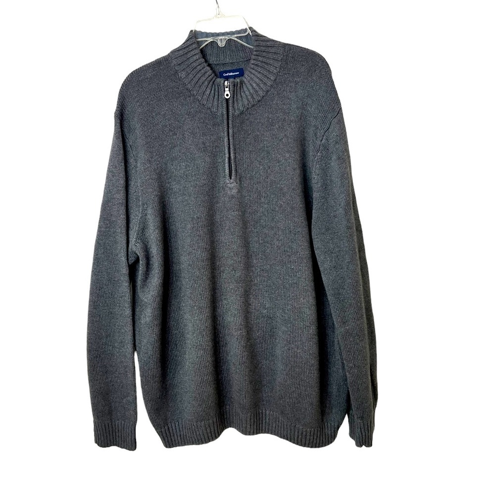 CROFT & BARROW 2XB ZIPPER NECK KNIT SWEATER COLOR GRAY CLASSIC ☑️